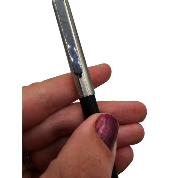 Vintage Astro-Touch Eversharp Stainless Steel & Black Push Pen - Picture 7 of 8